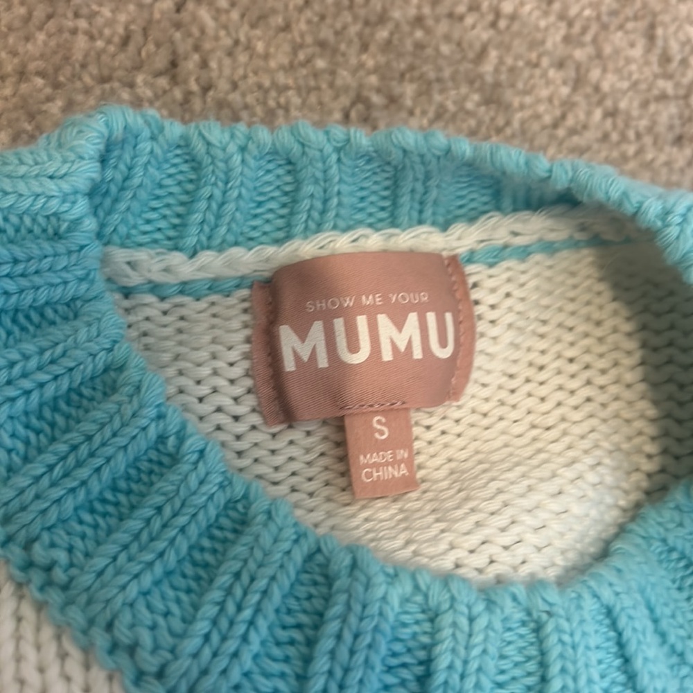 Show Me Your MuMu White and Blue SKI Sweater - Picture 2 of 4